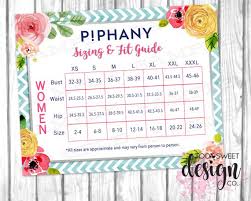 piphany sizing fit guide piphany size chart poster