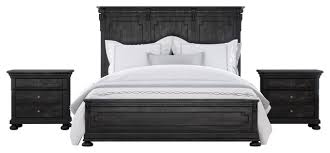 400944 nomad 3 piece full size bedroom set with platform bed + bookcase headboard + nightstand in. Xavier 3 Piece Bedroom Set Distressed Black Traditional Bedroom Furniture Sets By Abbyson Living Houzz