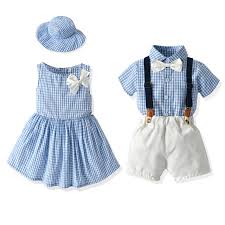 Brother Sister Matching Outfits Clothes Baby Girl Dress With Hat Little Boy  Top Short 2 Piece Suits Kids Matching Clothing - Children's Sets -  AliExpress