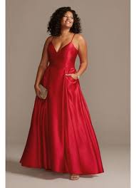 I recently purchased a wedding dress from david's bridal in springfield il. Satin Spaghetti Strap Plus Size Gown With Pockets David S Bridal