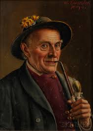 Sold at auction Walter Roessler (German, 1893-1960) Pair of Portaits of  Bavarian Farmers Auction Number 2676B Lot Number 409