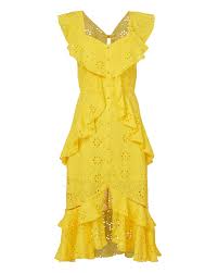 Alice Mccall Clair De Lune Ruffle Dress In Yellow Modesens Yellow Clothes Women Frilly Dresses Dresses