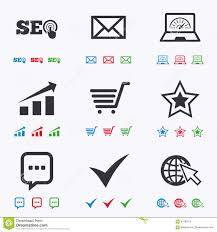 Internet Seo Icons Star Shopping Signs Stock Vector