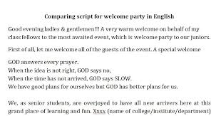 College Function Welcome Party Compering Script In English Student Teacher Centre Welcome To The Party Party Script