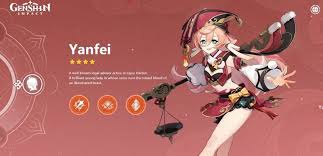 Yanfei is the character in genshin impact. J5un3c M560bzm
