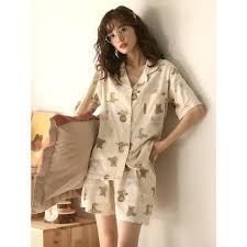 Mua Bộ Đồ Ngủ Nữ Mùa Hè Mỏng Ngắn Tay Quần Short Áo Cardigan Hai Mảnh Phù  Hợp Với Mùa Hè 2022 | Tiki