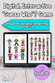 Digital Game Boards Who Am I Visual Perception Handwriting For Teletherapy In 2020 Distance Learning Handwriting Activities Digital Activities