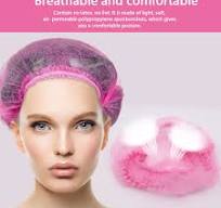 Abnaok Non Woven Disposable Dust Caps, 100 PCS Elastic Caps for Food Industries, Medical Works - Pleated Anti Dust Hat Set Universal Size(Pink)