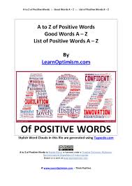 Things that start with z. A To Z Of Positive Words Ebook