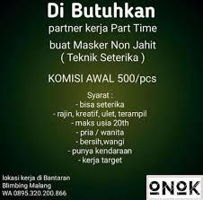 Check spelling or type a new query. Lowongan Kerja Part Time Penjahit Masker Atmago