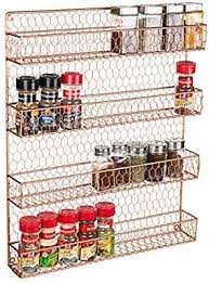 4 Tier Copper Tone Country Rustic Chicken Wire Pantry Cabinet Or Wall Mounted Spice Rack Storag Wall Mounted Spice Rack Spice Rack Storage Kitchen Spice Racks