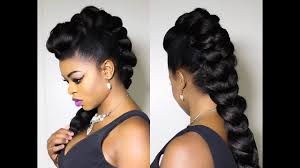 Mohawk dreadlock ponytail with straight bangs. Faux Braided Mohawk On Natural Hair Youtube
