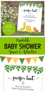 Pacifier Hunt Game Pdf Printable Jungle Scavenger Hunt Baby Etsy In 2020 Baby Shower Activities Girl Shower Printable Baby Shower Games