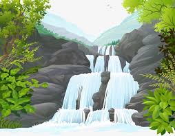 Waterfalls Landscape Leaves Flow Mountain Png And Vector Waterfall Landscape Backdrops Backgrounds Art