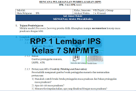 Rpp 1 lembar kelas 2 semester 2 k13 revisi 2020, download rpp kelas ii sd/mi tema 5 6 7 8 kurikulum 2013 revisi terbaru lengkap. Rpp 1 Lembar Ips Kelas 7 Smp Mts Antapedia Com