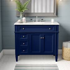 Navy blue vanity with gold hardware. Blue Single Bathroom Vanities You Ll Love In 2021 Wayfair