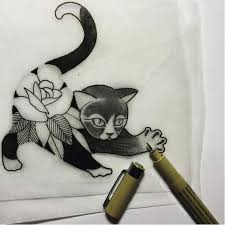 Maybe you would like to learn more about one of these? Small Playing Cat With Rose Pattern On Butts Tattoo Design Tattooimages Biz