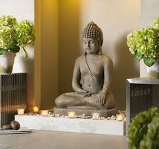 Feng Shui Kerzen Grune Pflanzen Seine Statue Buddha Dekoration Dekoartikel In 2020 Meditation Raumdekor Buddha Garten Feng Shui