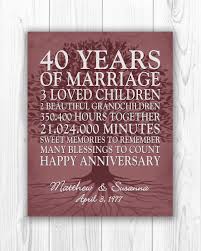 The modern gifts are the same for the 25th, 40th, and 50th anniversaries, but the modern gift for the 30th anniversary is diamonds rather than pearls. 40th Anniversary Gift For Parents Personalized 40th Wedding Anniversary Custom 40 Years Anniversary Or Any Year Printable Ruby Anniversary In 2021 40th Wedding Anniversary Gifts Anniversary Gifts 40 Years Ruby Anniversary Gifts