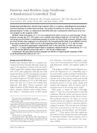 Pdf Exercise And Restless Legs Syndrome A Randomized Controlled Trial