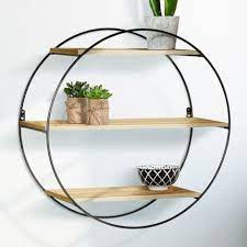 Les 30 plus beaux modèles. Etagere Murale Ronde Lily 3 Niveaux Bois Et Metal Design Industriel