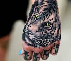 White Tiger Tattoo By Khan Tattoo Post 15306 Tiger Hand Tattoo White Tiger Tattoo Tiger Head Tattoo