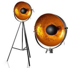 Design Stehlampe Cinema Schwarz Gold 160cm Dunord Onlineshop