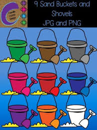 We have a some retro art of goldfish in a bowl along with a children's beach shovel and pail. Sand Bucket Pail And Shovel Clip Art 9 Color Images By Casey Crumbley