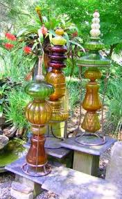 The Electric Totems In My Courtyard Glass Garden Art Glass Plate Flowers Garden Totem