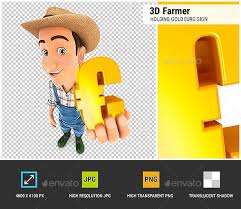 Free Download 3d Farmer Holding Gold Euro Sign In 2020 Euro Sign Graphic Design Templates Design Template