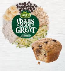 Muffins, blueberry oat, box 8 oz made with fresh zucchini & carrots. Banana Chocolate Chip Veggies Made Great Garden Lites