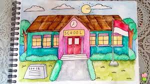 Konfirmasi judul/no gambar, bukti transfer donasi, dan alamat email ke wa 0815 6148 165. Cara Menggambar Dan Mewarnai Sekolah Dengan Pensil Warna Watercolor Cat Air Youtube