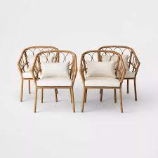 Dining table for kitchen 04. Britanna 4pk Wicker Patio Dining Chair Natural Linen Opalhouse Patio Furniture Collection Patio Dining Chairs Bamboo Dining Chairs