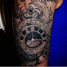 Clock tattoos for men exudes timeless symbolism and sentimental value. Fancy Clock Tattoo By Stevie Monie Tattoonow