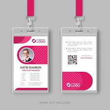 Employee i card congress event staff id design event id id templates employee card design simple employee business name card template vector event staff id card flat id card template staff badge. Stylish Id Card Template With Pink Details Identity Card Design Id Card Template Employee Id Card