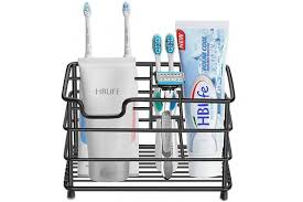 * resin * wipe clean * imported * 7w, 6d, 7h * web exclusive description: Large Black Hblife Electric Toothbrush Holder Large Stainless Steel Toothpaste Holder Bathroom Accessories Organiser Black Kogan Com