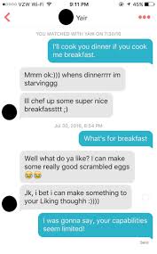 To have for dinner today ? I Messaged 50 Guys On Tinder With One Pick Up Line And Here S What I Got