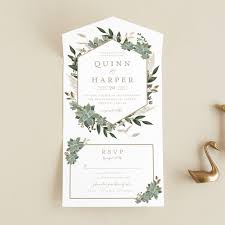 Succulent Surround Customizable All In One Wedding Invitations In White By Susan Moyal Wedding Invitations Foil Pressed Wedding Invitations Wedding Invitation Design