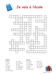 French School Vocabulary Crossword Puzzle French Worksheets Learn French French Flashcards