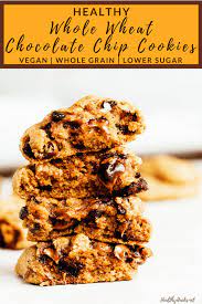 Healthy Whole Wheat Chocolate Chip Cookies This Easy Dessert Recipe For Soft Chewy Choco Healthy Cookies Healthy Vegan Desserts Healthy Dessert Recipes Easy