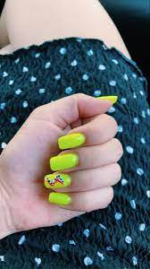 Electric Nails Neon Yellow Nails Lightning Nails Yellow Nails