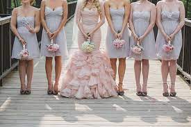 Glamorous Mountain Wedding With A Blush Wedding Dress Blush Pink Wedding Dress Blush Pink Bridesmaid Dresses Blush Wedding Dress