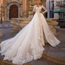 White sheer organza detachable train only. Sexy Mermaid Wedding Dresses Detachable Skirt 2020 Applique Lace Long Sleeve Button Back Bridal Wedding Gowns For Bride Wedding Dresses Aliexpress