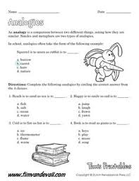 Free Printable Analogy Worksheets For Kids These Free Language Arts Printables Will Help Students Learn Abou Similes And Metaphors Analogy Worksheets For Kids