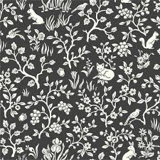 Magnolia Home By Joanna Gaines 56 Sq Ft Fox And Hare Wallpaper Me1570 The Home Depot Black Floral Wallpaper Magnolia Homes Teal Wallpaper