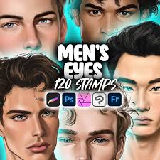 120 Procreate 3D Men's Eyes Stamp Brushes