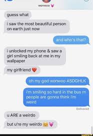 Search, discover and share your favorite couple goals gifs. I Saw The Most Beautiful Person On Earth Just Now I Unlocked My Phone Saw A Girl Smiling Back At Me In My Wallpaper My Girlfriend V Oh My God Wonwoo