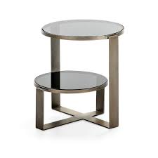 Fitted with a clear, tempered glass top, the monterey cocktail table is architecturally framed with a unique design. Side Table 53x46x51 Smoked Glass Metal Silver Antique