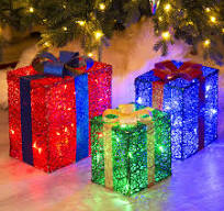 PEIDUO Christmas Decorations Indoor, Set of 3 Lighted Boxes, Outdoor  Presents With 48 Warm White Lights, Under The Xmas Tree Packages for  Holiday ...