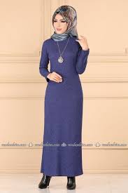 Modaselvim Elbise Kolyeli Triko Tesettur Elbise 5047ef311 Indigo High Neck Dress Fashion Dresses
